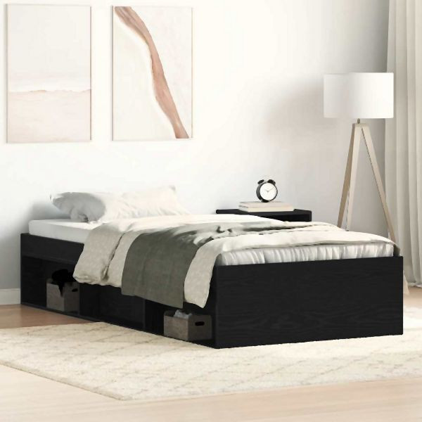 vidaXL Bettgestell ohne Matratze Schwarz Eichen-Optik 90x200 cm, 3329329
