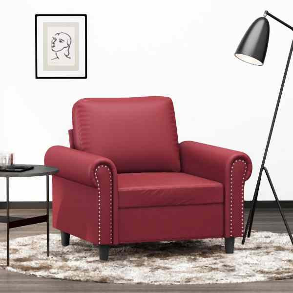 vidaXL Sessel Weinrot 60 cm Kunstleder, Füllung: Schaumstoff, 359497
