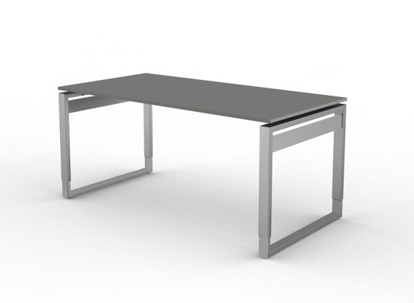 Kerkmann Schreibtisch mit Bügelgestell, Form 5, B 1600 x T 800 x H 680-820 mm, Grafit, 11405112