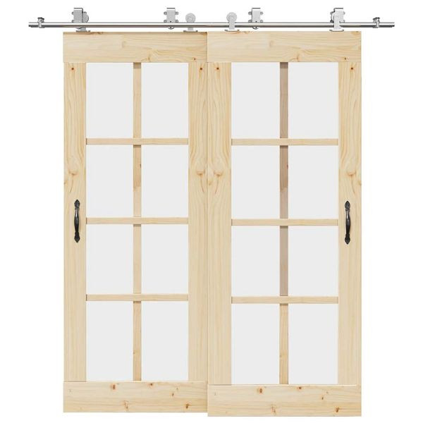 vidaXL Schiebetür-Beschlagsatz 200 cm Edelstahl Silbern, 3295760