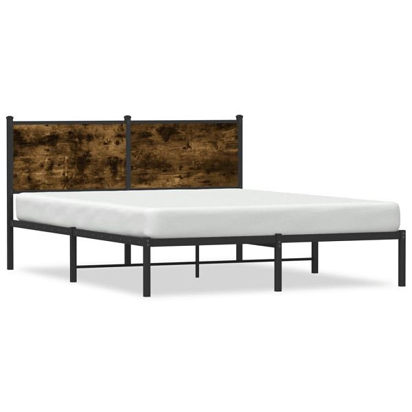 vidaXL Bettgestell mit Kopfteil Metall Räuchereiche 140x200 cm, 4007668