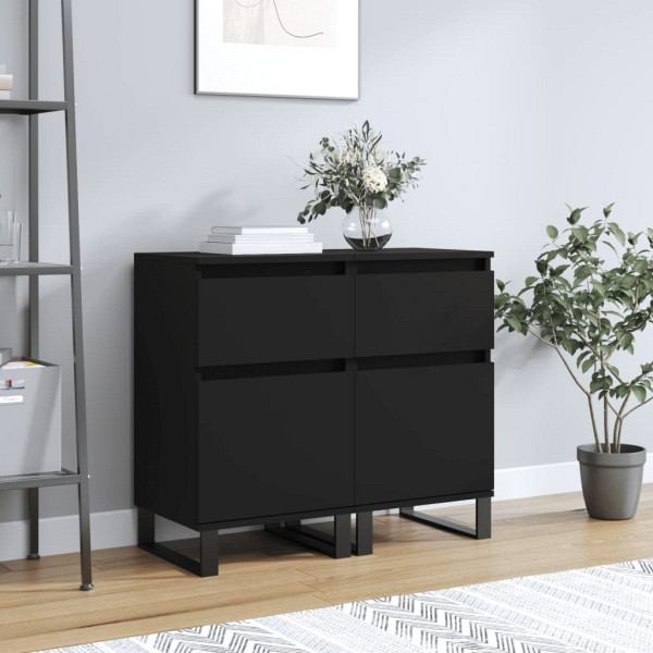 vidaXL Sideboards 2 Stück Schwarz 40x35x70 cm Holzwerkstoff, 831167