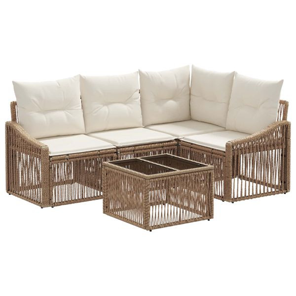 vidaXL Gartensofa-set 5-teilig Beige Poly-Rattan, 3436002
