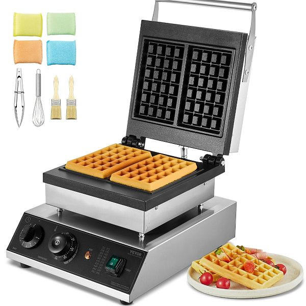 VEVOR Kommerziellen Waffeleisen Rechteck, 2kW 2 Waffeln, SYBLSHFBJDP26QFTEV2