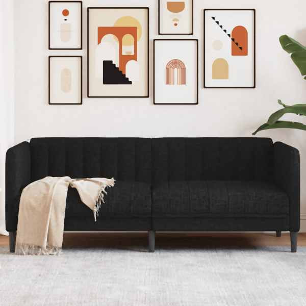 vidaXL Sofa 2-Sitzer Schwarz Stoff, Material: Massivholz, 372606