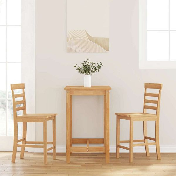 vidaXL Barhocker 2 Stk. Natur Massivholz Gummibaum, 4102540