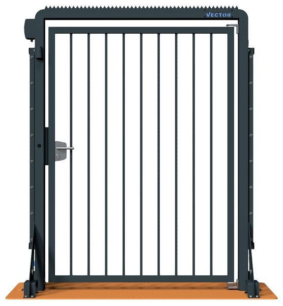SCHAKE-VECTOR Mobile Tür V-Door-Steelplate, verzinkt + schwarz-matt pulverbeschichtet, mit Doppelstabmattenzaunmodul, VPDO22SOD0186