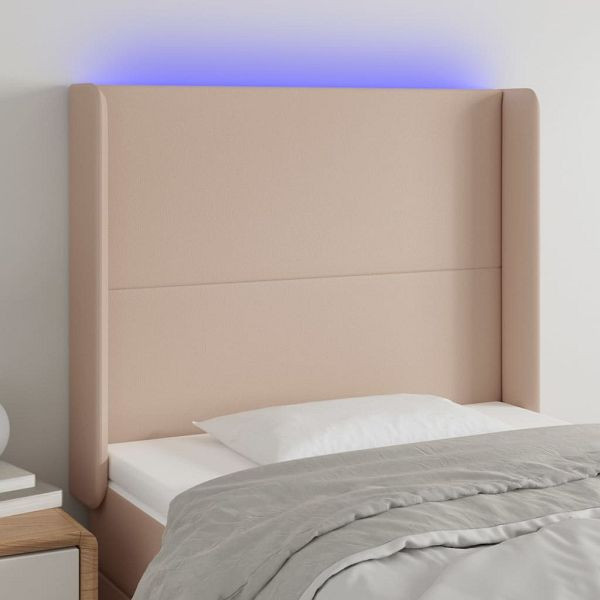 vidaXL LED Kopfteil Cappuccino-Braun 103x16x118/128cm Kunstleder, 3123857