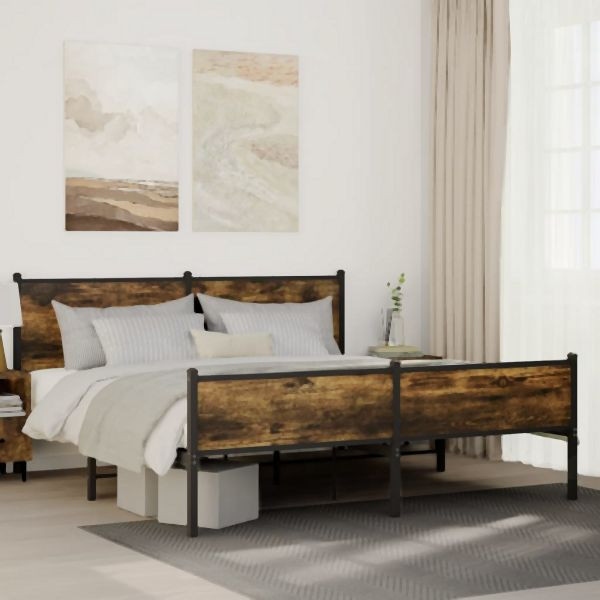 vidaXL Metallbett ohne Matratze Räuchereiche 183x213 cm, 3301388