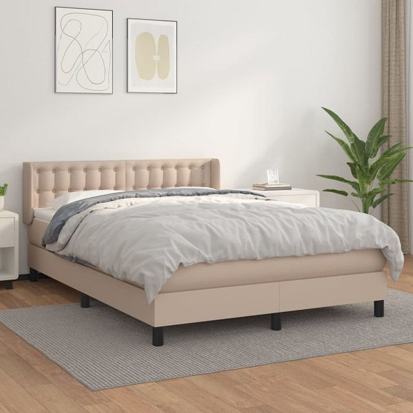 vidaXL Boxspringbett Matratze Cappuccino-Braun 140x200cm Kunstleder, 3130786