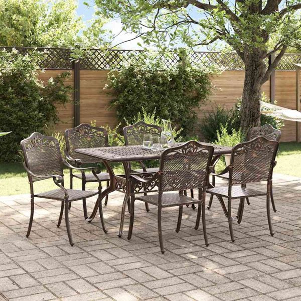 vidaXL Garten Essgruppe 7-teilig Bronze Aluminium, 3334664