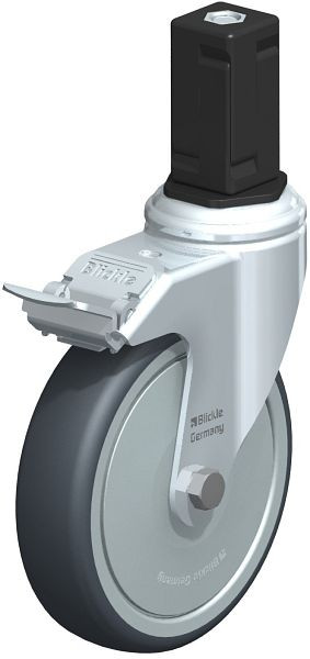 Blickle LKRA-TPA 126K-11-FI-FK-EV15 Apparate-Lenkrolle mit Expander & Feststeller, Thermoplastisches Gummi-Elastomer, Grau, 847908