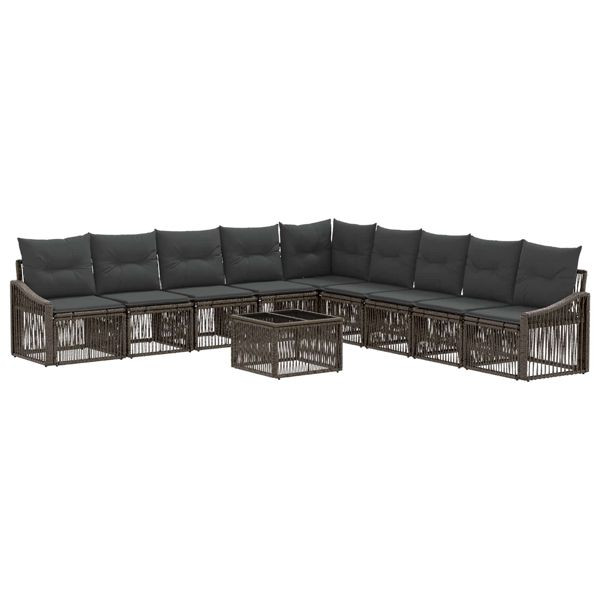 vidaXL Gartensofa-set 10-teilig Grau Poly-Rattan, 3436031