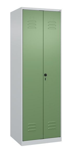 C+P Mehrzweckschrank Classic PLUS, Wäsche-Spind, 2 Abteile, 1850x600x500mm, 7035/6011, Drehriegel, Türen zueinanderschlagend, 080002-20B S10006