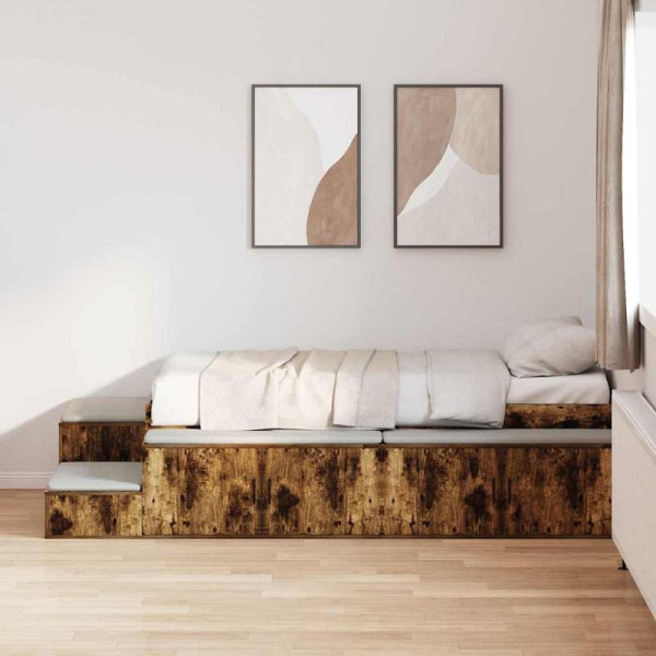 vidaXL Bett mit Stauraum mit Tür Geräucherte Eiche 234 x 103 x 53.5 cm, 3335593