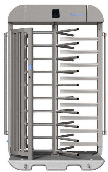 SCHAKE-VECTOR Drehkreuz V-Turnstile-Compact, rein mechanisch, verzinkt, mit Bauzaunmodul, VPDK23VMB0269