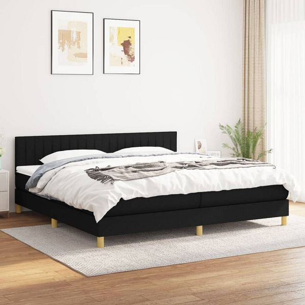 vidaXL Boxspringbett mit Matratze Schwarz 200x200 cm Stoff, 3140803