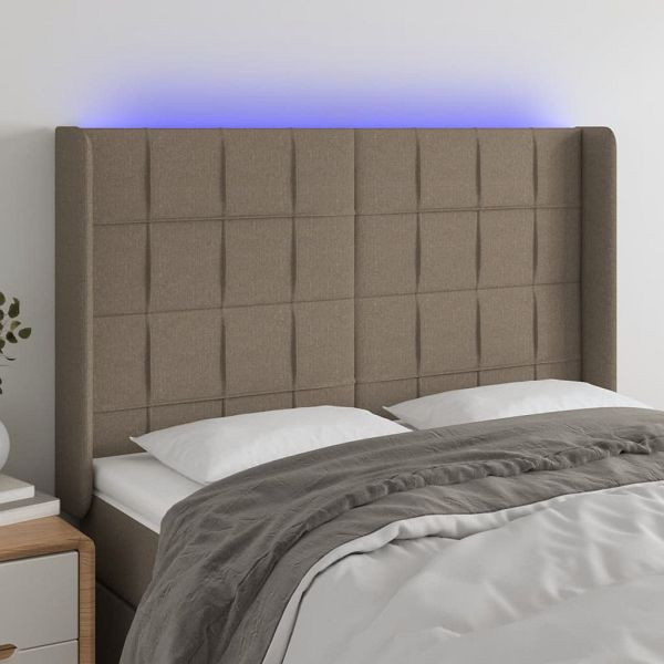 vidaXL LED Kopfteil Taupe 147x16x118/128 cm Stoff, 3124050