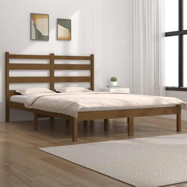 vidaXL Massivholzbett Honigbraun Kiefer 200x200 cm, 3103671