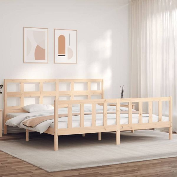 vidaXL Massivholzbett mit Kopfteil 200x200 cm, Material: Massives Kiefernholz (unbehandelt), 3193031