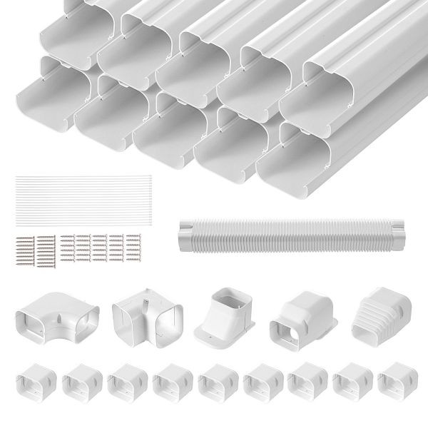 VEVOR Mini-Split-Line-Set-Abdeckung 76,2 mm B 5400 mm L, dekorativ, für Klimaanlage mit 10 geraden Kanälen, vollständige Komponenten, BSKSQFTSKDGXB3X6AV0