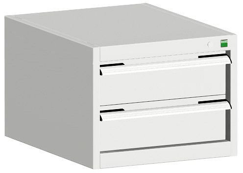 bott cubio Schubladenschrank bestückt mit 2 Schubladen BxTxH: 525 x 650 x 400 mm, RAL 7035, 40018005.16V