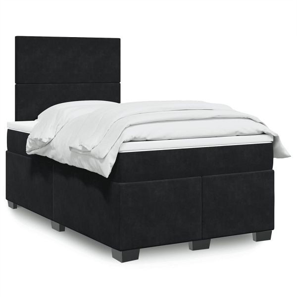 vidaXL Boxspringbett mit Matratze Schwarz 120x200 cm Samt, 3293178