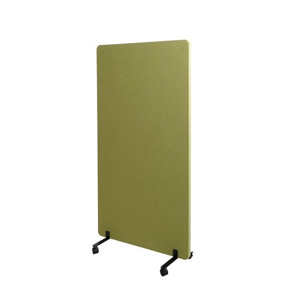 Mendler Akustik-Trennwand HWC-G77, Büro-Sichtschutz Raumteiler Pinnwand, doppelwandig rollbar Stoff/Textil, 147x80cm grün, 71953+71957
