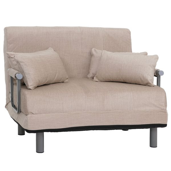 Mendler Schlafsessel HWC-K29, Klappsessel Schlafsofa Gästebett, Liegefläche 190x100cm, Stoff Chenille (370g/m²), creme, 108693