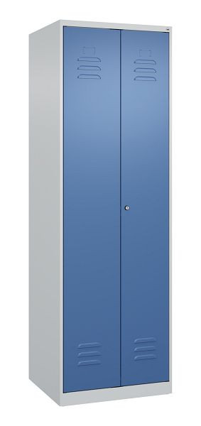 C+P Mehrzweckschrank Classic PLUS, Putzmittel-Spind, 2 Abteile, 1850x600x500mm, 7035/5023, Zylinderschloss, 080100-00 S10018