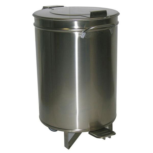 KBS Abfalleimer, 50l, ø38 cm, aus Edelstahl, mit Fußpedal und Hubdeckel, 21020003