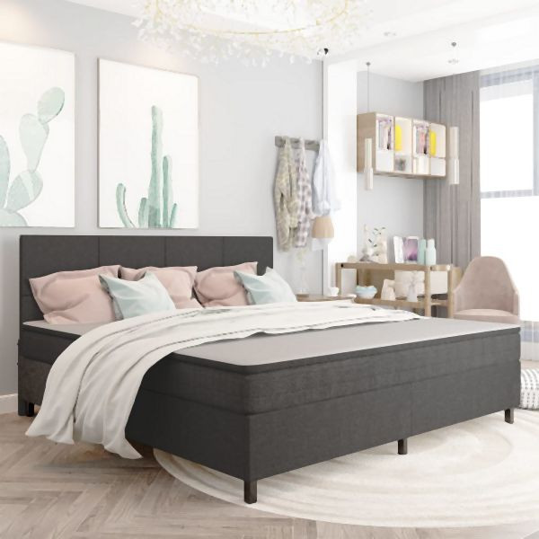 vidaXL Boxspringbett Dunkelgrau Stoff 200x200 cm, 3054801