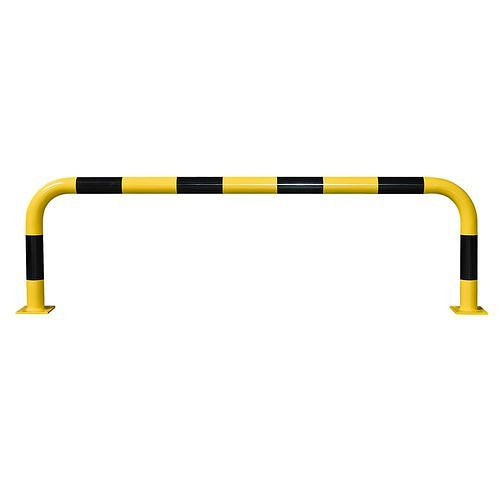 Moravia Rammschutz-Bügel, zum Aufdübeln, feuerverzinkt, gelb, beschichtet, schwarze Streifen, Ø: 76 mm, H 600 mm, 311041