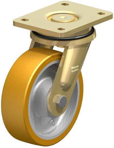 Blickle LS-GTH 160K Stahlgeschweißte Schwerlast-Lenkrolle, schwere Drehkranz-Ausführung, Blickle Extrathane®, Hellbraun, 267278