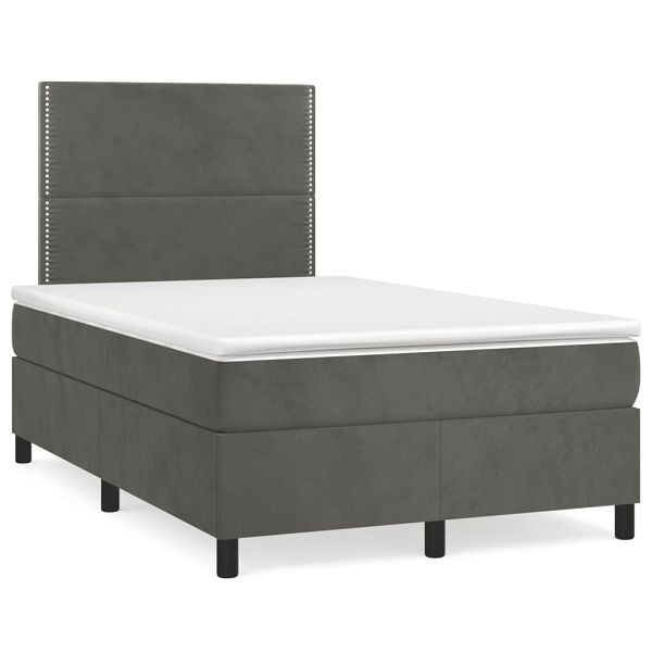 vidaXL Boxspringbett mit Matratze Dunkelgrau 120x190 cm Samt, 3269990