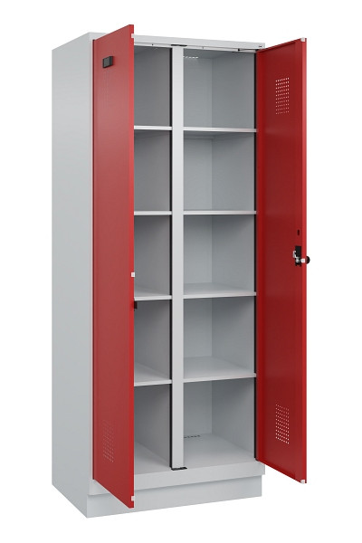 C+P Wäsche-Spind Evolo PLUS, mit Sockel, 2 Abteile, 1950x800x500mm, 7035/3000, Verschluss Drehriegel, 049022-22B S10003