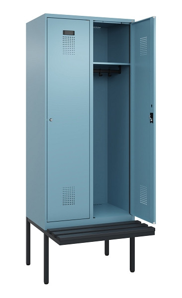 C+P Spind Evolo PLUS, 2 Abteile, 2120x800x815mm, 0010/0010, Haken 4, Zylinderschloss, Material Sitzfläche Kunststoff, 0490407-22 S10102