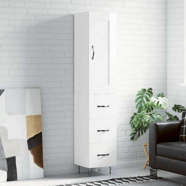 vidaXL Highboard Hochglanz-Weiß 34,5x34x180 cm Holzwerkstoff, 3200227