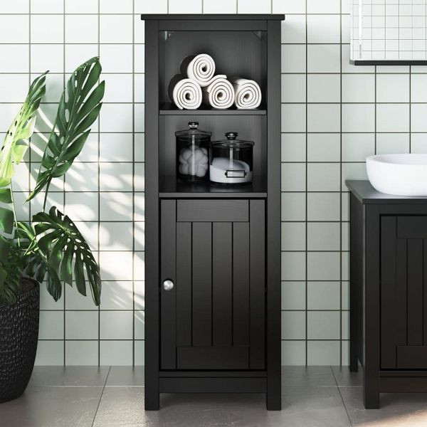 vidaXL Badschrank BERG Schwarz 40x34x110 cm Massivholz Kiefer, 358545