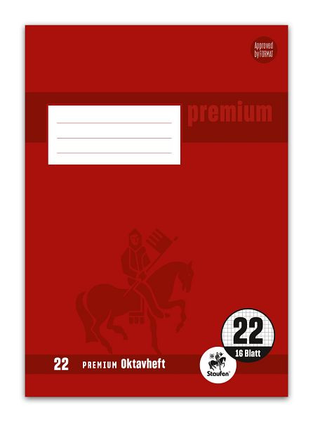 Staufen Oktavheft PREMIUM Academy LIN 22 - A6, 90 g/qm, 32 Blatt, kariert, 734010242