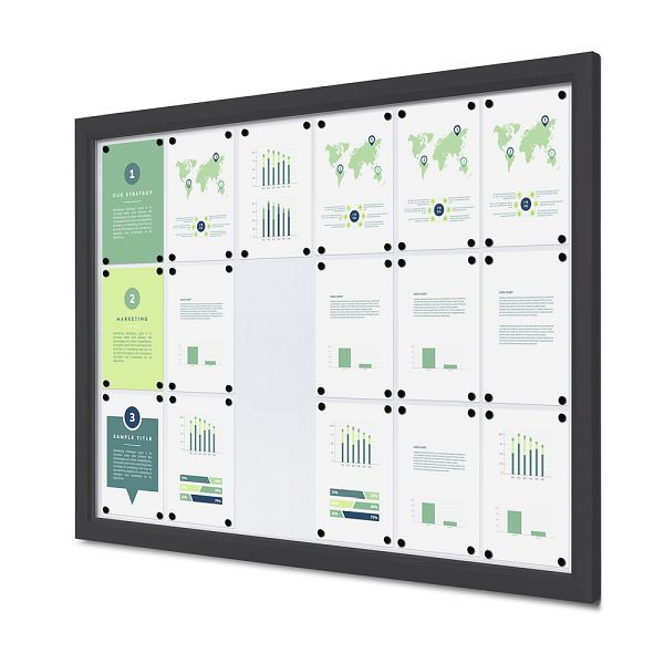 Showdown Displays Abschließbarer Schaukasten Outdoor Slim 18 x A4 Anthrazit, SCTE18xA4PHC7016JS