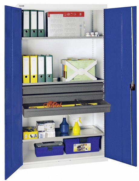 stumpf Werkzeug- und Materialschrank Serie 3000, 7035/5010, 3 Schublade 100 mm, 3 Wannenböden durchgehend, 3008274