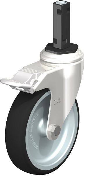 Blickle LKRXA-PATH 126G-11-FI-EXV12 Edelstahl-Apparate-Lenkrolle mit Expander & Feststeller, Thermoplastisches Polyurethan, Grau, 853470