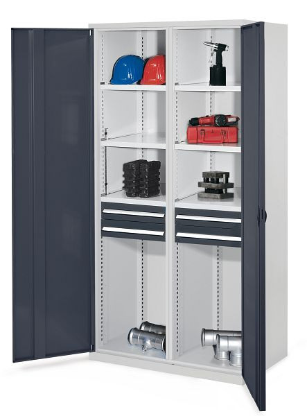 Kappes Schwerlastschrank mit Mitteltrennwand, 1950 x 1000 x 600 mm, Mod 56, RAL 7035/7016, Vollblechtüren, 1463.12.1024