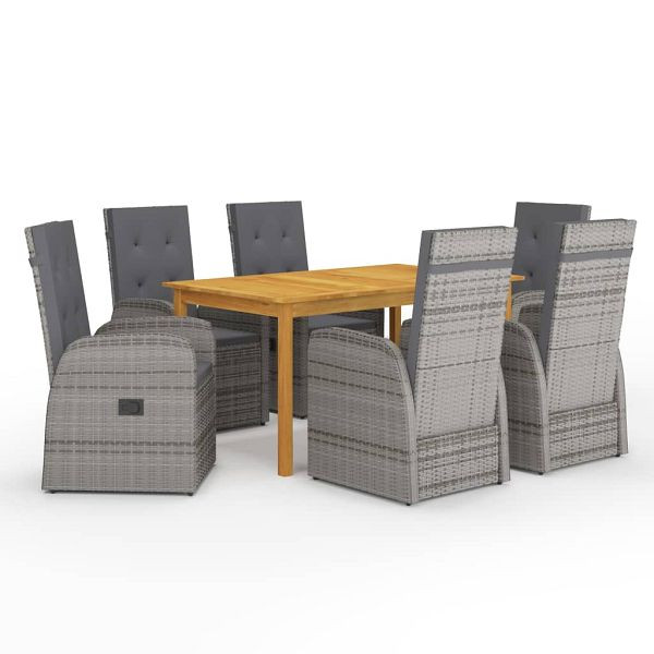 vidaXL 7-teilig Garten-Essgruppe Grau, 3067812