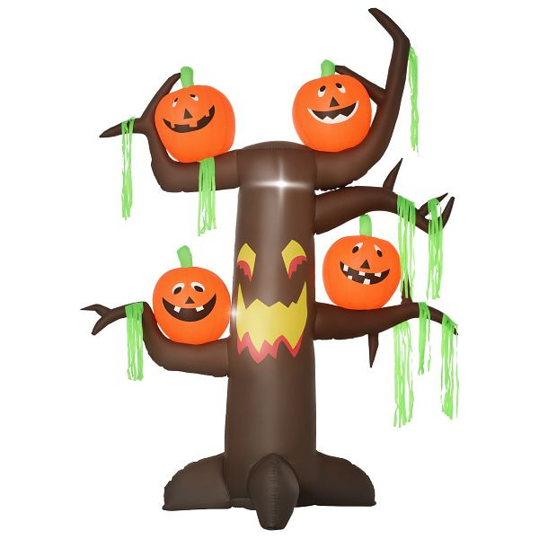 HOMCOM Aufblasbarer Spukbaum Kürbis Halloween Deko Figur Luftfigur mit LED Beleuchtung, Polyester, 180x80x240cm, 830-118