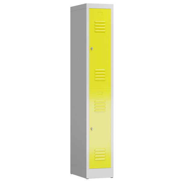 Lüllmann ClassiX Garderobenschrank, 1 Abteil doppelstöckig, 1800 x 310 x 500 mm, lichtgrau/zinkgelb, X-520216