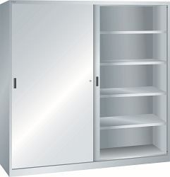 LISTA Schiebetürschrank (BxTxH) 2000x500x1950mm KEY Lock, Lichtgrau, 8 Verstellböden, Vollblechtür, 58.784.020