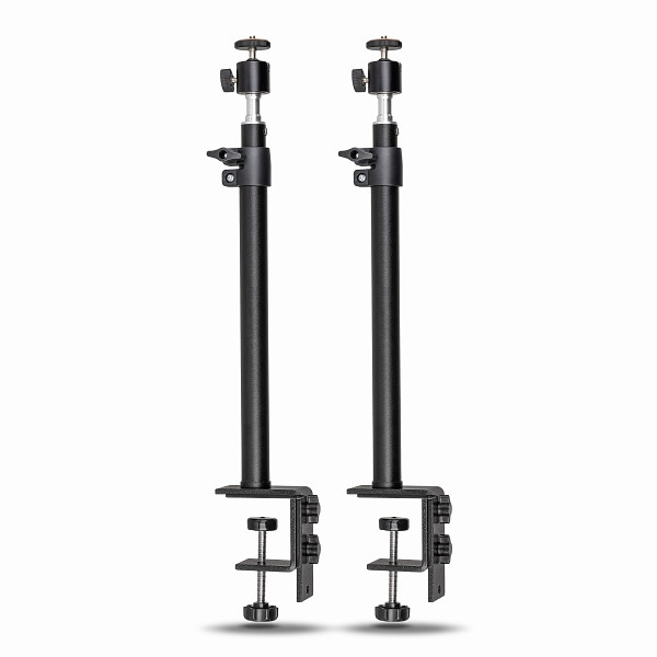 Walimex pro Table Top Lampenstativ 2er-Set höhenverstellbar 35-65 cm, Tischstativ mit Kugelkopf für 360° Drehung und 90° Neigung, 1023290
