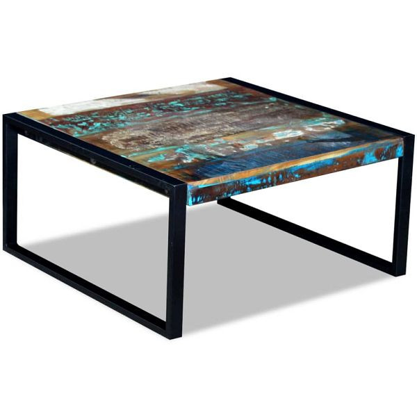vidaXL Couchtisch Altholz Massiv 80x80x40 cm, Material: Massives Altholz + Eisen, 243295